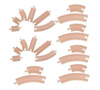 ERINGOGO 20 Pièces Kit Extension de Rails de Train Bois Compatible Plupart des Circuits Jouets Rails Droits et Courbes pour Accessoires de Train Électrique Garçon Fille