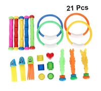ERINGOGO 21 pièces Jeu de Jouets de Plongée pour Garçon Fille Bâtons Anneaux et Poulpes Colorés pour Piscine Plastique Sécurisé Encourage Débutants à Plonger sous Eau Couleur Aléatoire