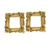 ERINGOGO 2pcs Cadres Photo Miniatures en Résine Dorée, Cadre Carré Vintage Polyvalent, Décor Délicat pour Étuis de Téléphone et Bricolage DIY