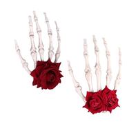 ERINGOGO 2pcs Épingles à Cheveux Décoratives en Pe Rouge Punk Style Tête de Mort et Rose, Légères et Délicates pour Accessoire de Tête D'halloween et Soirée Enterrement de Vie de Jeune
