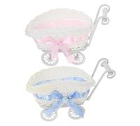 ERINGOGO 2pièces Lot De Paniers Chariot Rotin Tressé Pour Bonbons Fleurs Dragées Décoration Shower Cadeau Naissance