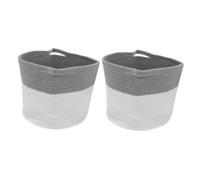 ERINGOGO 2pièces Lot De Paniers De Rangement Corde De Coton Paniers Tissés Pour Jouets Et Linge Bac De Rangement Rond Multi-usages Pour Articles Divers Et Organisation Intérieure