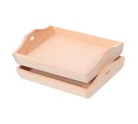 ERINGOGO 2pièces Miniature Wooden Bread Trays Dollhouse Kitchen Accessories Square Serving Pans for Display