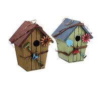 ERINGOGO 2pièces Nichoirs pour Oiseaux Lot de Maisons Décoratives avec Toits Abri Confortable pour Oiseaux De Jardin Et Animaux De Compagnie