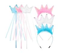 ERINGOGO 3 Ensembles Princess Tiara and Wand Set for Lightweight Fairy Crown Hair Hoop with Matching Fairy Stick Creative Role Play Accessories for Birthday Halloween Christmas Parties