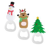 ERINGOGO 3 Pièces Lot de Décapsuleurs Noël Acier Inoxydable Ouvre Bouteilles Ergonomiques Père Noël Bonhomme Sapin Ouvre Canettes Soda pour Cuisine Bar et Restaurant Accessoire Robuste