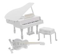 ERINGOGO 3 pièces Miniature Piano Model Set with Stool and Guitar Realistic Tiny Instruments for Dollhouse Furniture Piano Décor for Living Accessory