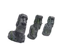 ERINGOGO 3 Pièces Paysage Portrait Statues réservoirs de Poisson Ancienne île de pâques Terrarium Sculpture moaï en résine Ornements de Bureau d'île Résine synthétique