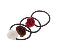 ERINGOGO 3 pièces Rose Flower Hair Ties Set For Women High Elasticity Ponytail Holders In No Damage Stretchy Hair Bands For Yoga Travel Everyday Use