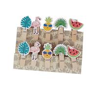 ERINGOGO 30 pièces Pinces Bois pour Photos Motif Fruits Flamant et Clips Créatifs pour Décoration Collage Photo et Bricolage Accessoires Adorables pour Fêtes et Maison