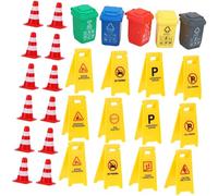 ERINGOGO 37 pièces Jouets Éducatifs de Panneaux de Signalisation Routière pour Garçon Fille Comprend Cônes de Circulation Poubelle et Barrières pour Apprentissage des Règles Route pour