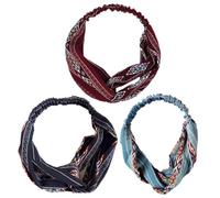 ERINGOGO 3pcs Bandeaux Larges pour Cheveux Ethniques Boho en Tissu Élastique Léger et Confortable Accessoires de Sport pour Femmes Navy