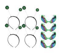 ERINGOGO 4 Ensembles Set de Bandeaux Cheveux et Lunettes Extraterrestre Vertes Accessoires Festifs Originaux pour à Thème Flexible pour Adultes Couleur Aléatoire