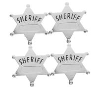 ERINGOGO 4 Pièces Badge de Shérif Alliage de Zinc Épingle Étoile Six Branches pour Costume de Police Accessoires Western pour Fête Dhalloween et Jeu de Rôle