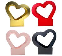 ERINGOGO 4 pièces Boîte à Bouquet Portable Forme Cœur pour Emballage Floral Sacs à Fleurs Rose Rouge Noir et Or pour Boutique et Mariage