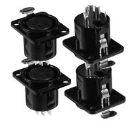 ERINGOGO 4 pièces Connecteur Xlr Broches Femelle Cuivre Plaqué Montage Panneau Adaptateur Microphone Audio Robuste et Compatible Kit Noir
