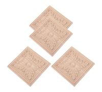 ERINGOGO 4 Pièces D'appliques en Bois Carrées pour Décoration Intérieure, Style Européen Classique, Toucher Luxueux, Adaptées pour Meubles et Projets de Décoration