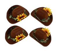 ERINGOGO 4 Pièces Mini Chapeaux Cow Boy Ajustables pour Petits Animaux avec Décoration Accessoire de Fête pour Hamsters Cochons Dinde Perroquets et Serpents