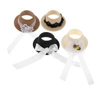 ERINGOGO 4 Pièces Mini Top Hats with Bow Design for Dolls Miniature Fabric Hats for DIY Crafts Roleplaying Creative Play and Holiday Decorations
