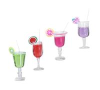 ERINGOGO 4 Pièces Miniature Cocktail Cup Set Mini Fruit Juice Glass Models for Dollhouse Kitchen Decor Smooth Surface Beverage Ornaments for Doll Accessories