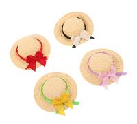 ERINGOGO 4 Pièces Miniature Handwoven Straw Hats for Dolls Lightweight Small Doll Caps in Elegant Craft Accessories for Dollhouse Decoration and DIY Projects