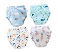 ERINGOGO 4 Pièces Pantalons de Couches Réutilisables Coton pour Garçon Fille Lot de Carotte Culottes Apprentissage Ajustables