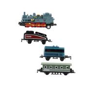 ERINGOGO 4 pièces Set de Jouets Train Alliage Rétro à Tirer Modèle Locomotive Vapeur Colorée Ensemble Éducatif Connectable pour Garçon Fille Cadeau Garçon Fille