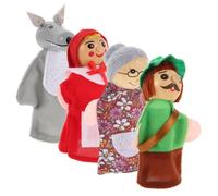 ERINGOGO 4 pièces Set de Petites Marionnettes à Doigts Bois Animaux Jouets pour Garçon Fille Accessoires Histoire pour Tout Petits