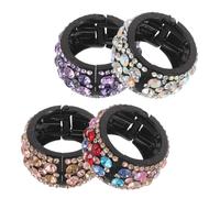 ERINGOGO 4pièces Accessoires pour Queue de Cheval avec Pinces à Strass Élastiques Décoratifs et Barrettes pour Cheveux de Femmes Pinces Manchettes et Anneaux