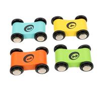 ERINGOGO 4pièces Voiture Jouet Bois pour Garçon Fille De an Lot de Petites Voitures Bois De Course pour Tout-Petit