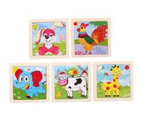ERINGOGO 5 pièces Puzzle Bois pour Garçon Fille Éducatif Cartoon avec Animaux Éléphant Coq Vache Lapin Girafe Jeu Éveil pour Garçons et Filles