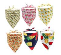 ERINGOGO 6 pièces Bandanas pour Chiens et Chats Doux Foulards Printemps avec Motifs Fruits Collerette Absorbante Résistante Accessoires Animaux Mixés