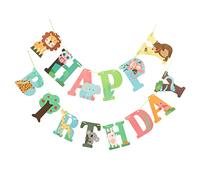 ERINGOGO 6 Pièces Bannière Anniversaire Animaux Jungle Décoration Suspendue Colorée pour Fête Garçon Fille Garçons Filles Ornements Thème Animal Unique
