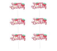 ERINGOGO 6 Pièces Décoration Gâteau Anniversaire Fille Paillettes Fraise Thème Éclatant pour Fête Premier Anniversaire Garçon Fille