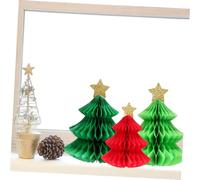ERINGOGO 6 Pièces Décorations de Table Papier à Motif Nid Abeille pour Sapin de Noël Centre de Table Rouge et Vert Accessoires pour Fête de Noël et Familiale