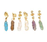 ERINGOGO 6 Pièces Hexagonal Stone Hair Jewelry Accessories For Braids Vintage Wire Wrapped Dreadlock Charms For Women Stylish Ponytail Decoration