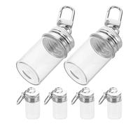 ERINGOGO 6 Pièces Pendentif Mini Bouteille à Vœux en Verre 7 Ml avec Couvercle Argenté, Charme Décoratif Solide pour Présents et Accessoires de Paquet de Voyage