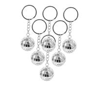 ERINGOGO 6 pièces Porte-clés Boule Disco Miroir Argenté Accessoires Suspendus pour Fête Noël Années Décoration Festive Bag Pendant