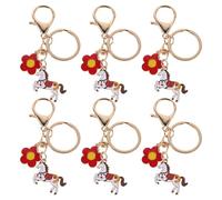 ERINGOGO 6 Pièces Porte-clés Pendentif Cheval Année 2026 Alliage Blanc | Motif Nouvel An Chinois, Attache Paquet et Trousse, Souvenir du Printemps, Lot Présent