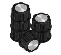 ERINGOGO 6pcs Capuchons de Potentiomètre de Remplacement Noirs en Alliage D'aluminium, Boutons de Volume Compacts et Protecteurs pour Guitare Électrique, Diamètre 28mm, Hauteur 15mm