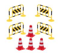 ERINGOGO 8 pièces Miniature Barricades and Traffic Cones Toy Set Roadblocks for Traffic Sign Learning and Play Road Safety Decoration