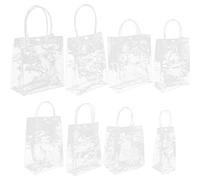 ERINGOGO 8 pièces Sacs Transparants Étanches à Main Sacs Emballage Cadeau Pochette Claire Polyvalente pour Fleurs Bonbons Shopping et Voyage Variées