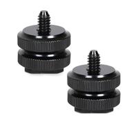 ERINGOGO Adaptateur de Griffe Porte-Accessoires Double Vis 1/4 Inch-20 en Alliage D'aluminium Noir, Résistant la Rouille, Pack de 4 pour Flash et Enregistreur Zoom