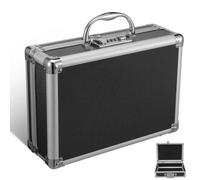 ERINGOGO Alliage D'aluminium Boîte à Outils Noir Portable pour Bricolage | Boîte de Rangement Métallique, Malette Couteaux Professionnel, Usage Extérieur et Réparations sur Site