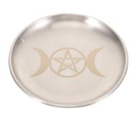 ERINGOGO Assiette Décorative Pentagramme en Laiton Doré Motif Lune, Plateau d'Autel pour Cérémonies Chamaniques et Rangement Bijoux