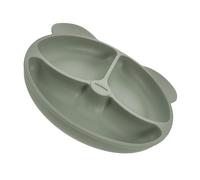 ERINGOGO Assiette Garçon Fille Silicone avec Ventouse Plateau Repas Compartimenté et Antidérapant Assiette Repas Autonome pour Tout-petits Design Mignon et Fonctionnel Vert Olive