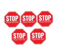 ERINGOGO Autocollants Stop Imperméables en PVC 5 Feuilles, Stickers Mural et de Sol Antidérapants pour Écoles, Signalisation de Distanciation Sociale Rouge, Usage Commercial