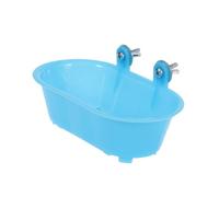 ERINGOGO Bain pour Perroquet en Plastique Bleu avec Miroir Fond, Léger et Résistant, Jouet de Bain pour Oiseaux et Munias, Facile à Nettoyer
