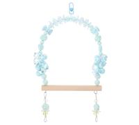 ERINGOGO Balançoire Perlée Suspendue pour Perroquet en Bois avec Plateforme Perchoir Grimpant Bleu pour Cage à Oiseaux D’Escalade Anti-Ennui pour Perruches Calopsittes et Autres Oiseaux