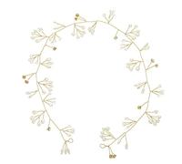 ERINGOGO Bandeau de Mariée Long Cristal et Perles Accessoire de Cheveux pour Mariage Tresse et Vigne pour Bride Doré